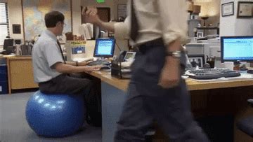 the office phil shea|jim pops dwight exercise ball.